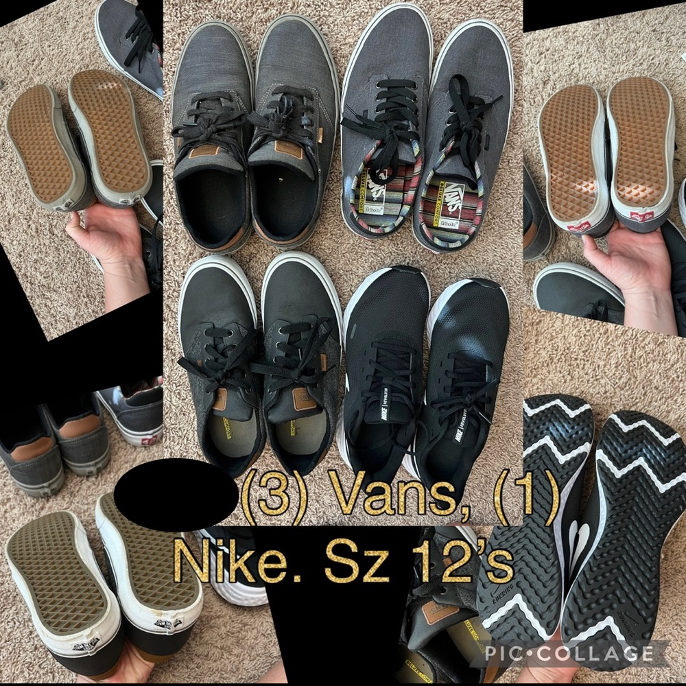 (4) EUC Mens Shoes. (3) Vans & (1) Nike. Sz12